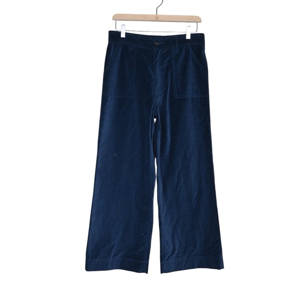 FRYE Womens 27 Camber Wide Leg Crop Velvet Pant in Midnight Blue - Picture 2 of 12